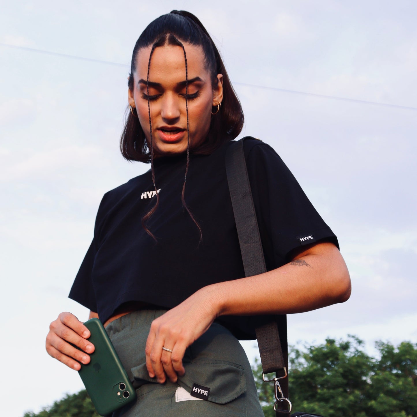 Cropped Oversized Hype Preto