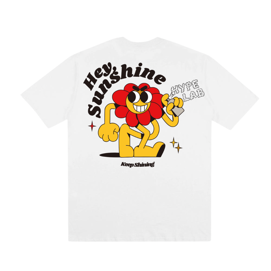Combo Camiseta Overhype Hey Sunshine Branca + Ecobag