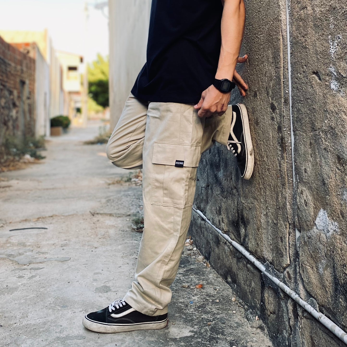 Calça Cargo Reta Sarja Hype Areia