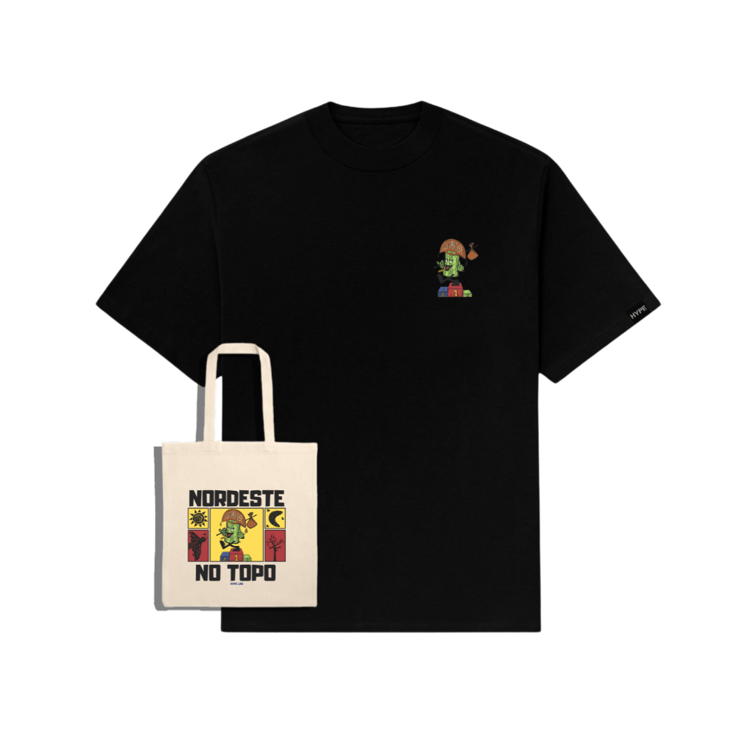 Combo Camiseta Overhype Nordeste no Topo + Ecobag
