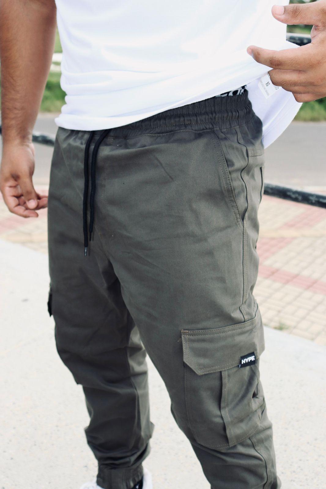 Calça Cargo Jogger Sarja Hype Verde Militar