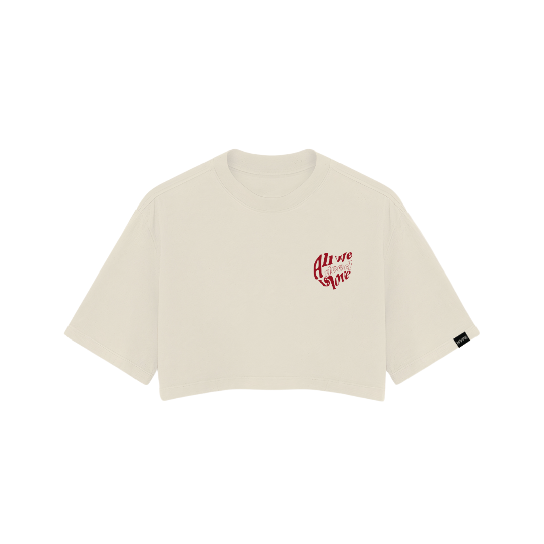 Cropped Oversized All We Need Is Love Off White