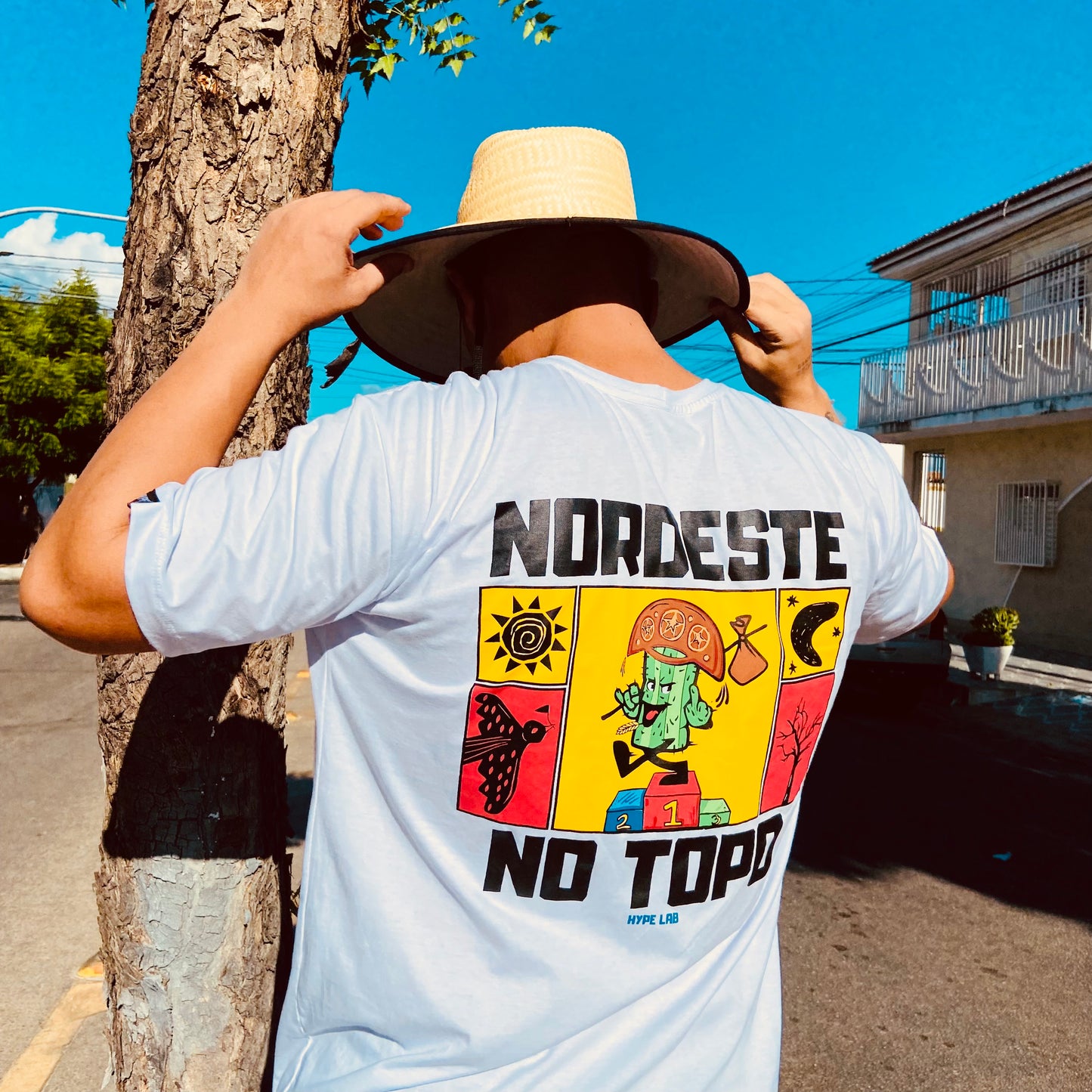 Camiseta Overhype Nordeste no Topo branca Premium