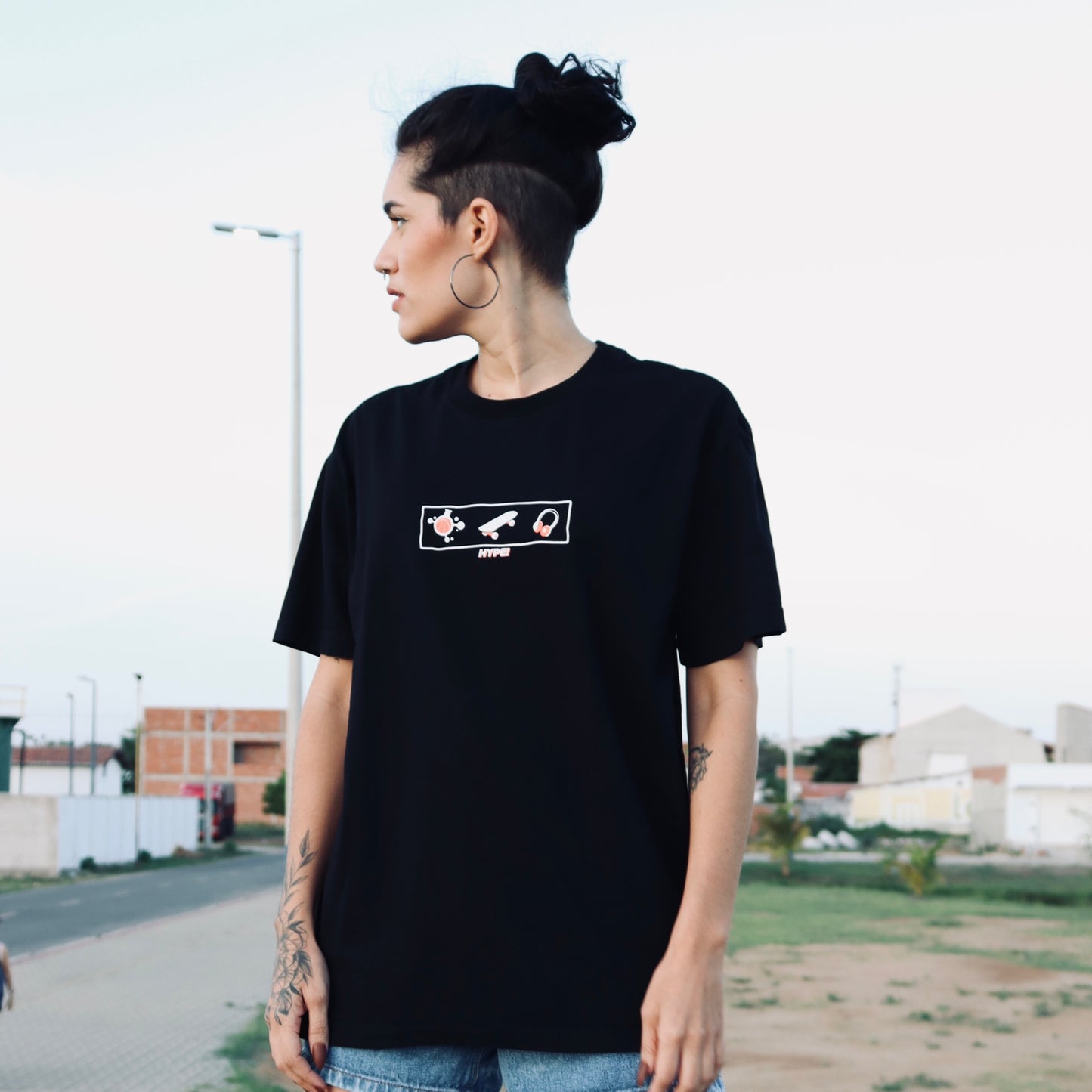 Camiseta Oversized Hype Culture Preta